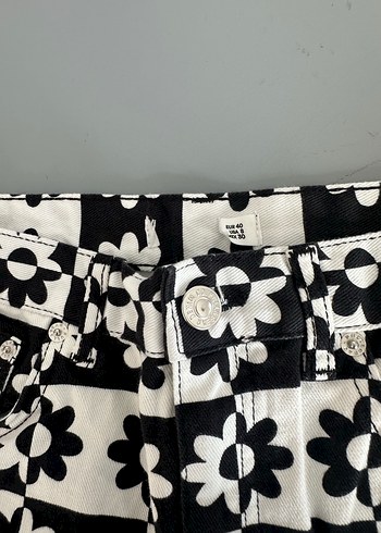 Vintage Desenli Düğmeli Kadın Jean - Görsel 2