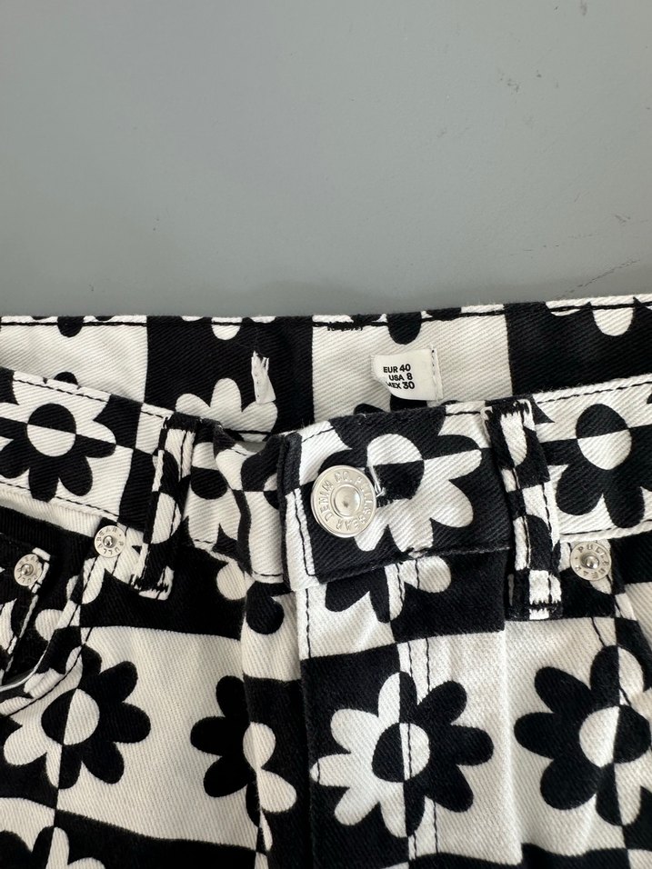 Vintage Desenli Düğmeli Kadın Jean - Görsel 2