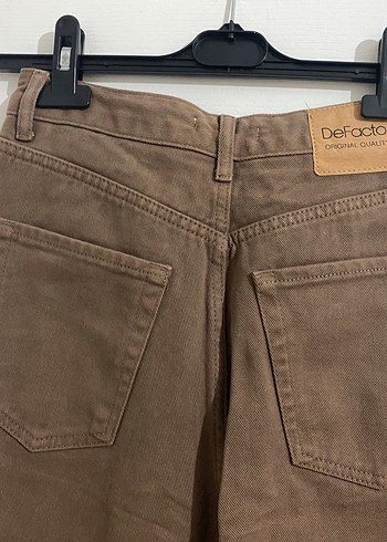s Beden kahverengi Renk Düğmeli Kahverengi Kadın Kot Pantolon