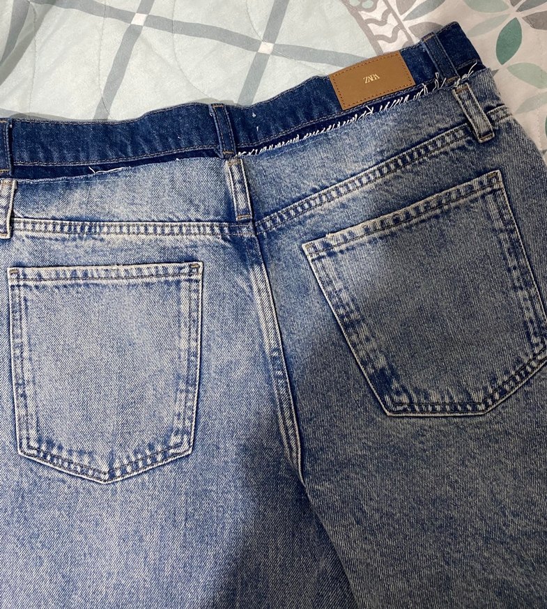 Düğmeli, laci-Mavi Kadın Kot Pantolon - Görsel 2