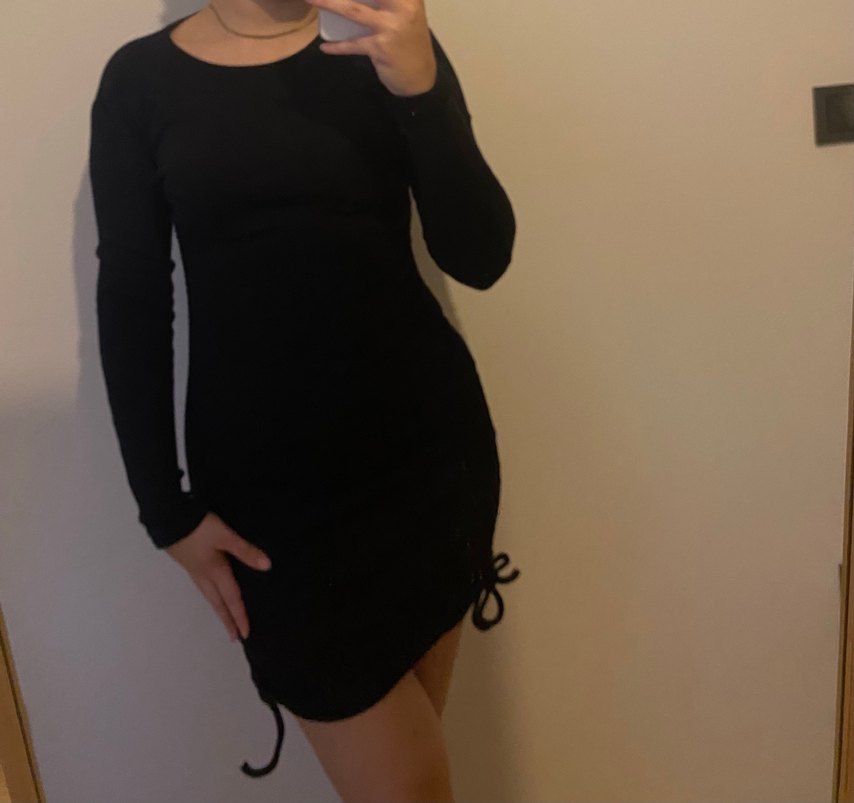 Siyah Kadın Uzun Kollu Triko Elbise - Görsel 2