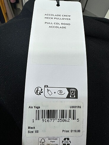 xs Beden siyah Renk Alo Yoga Sweatshirt