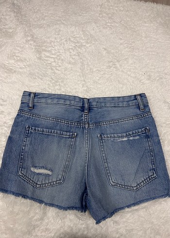 Kadın Mavi Loose Fit Mini Denim Şort - Görsel 2