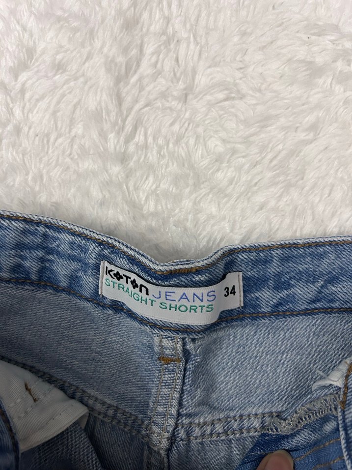 Kadın Mavi Loose Fit Mini Denim Şort - Görsel 3