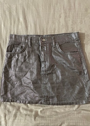 Gri Denim Mini Etek