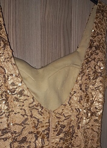 Zara GOLD PAYETLI ABIYE ELBİSE