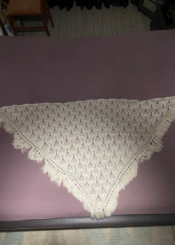 Dantel Detaylı Beyaz Örgü Kadın Şal - Görsel 6