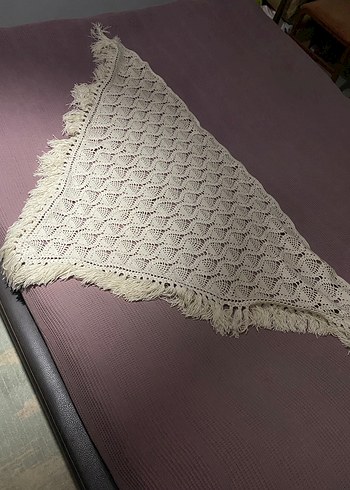 Dantel Detaylı Beyaz Örgü Kadın Şal - Görsel 4