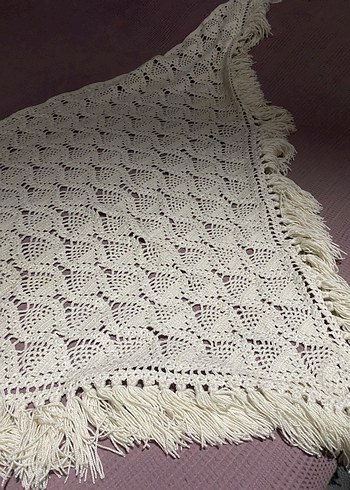 Dantel Detaylı Beyaz Örgü Kadın Şal - Görsel 3