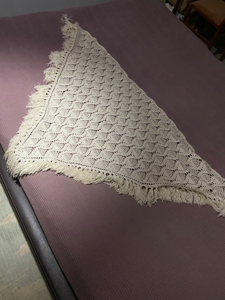 Dantel Detaylı Beyaz Örgü Kadın Şal - Görsel 4