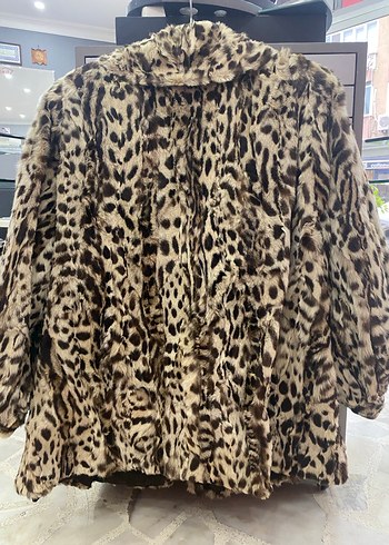 Leopar Desenli Kadın Uzun Suni Kürk Ceket - Görsel 2
