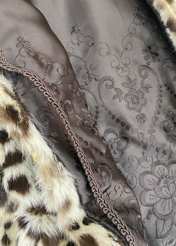 Leopar Desenli Kadın Uzun Suni Kürk Ceket - Görsel 5