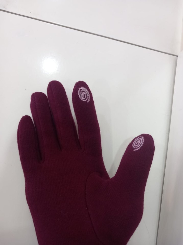 Bordo Kadın Eldiven Kürk Detaylı - Görsel 4