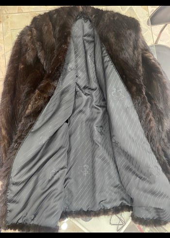 Kahverengi Kadın Uzun Kürk Detaylı Deri Kaban - Görsel 3