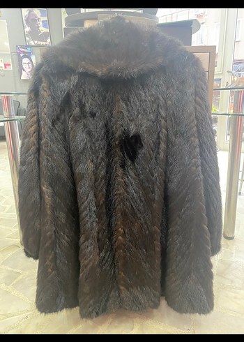 Kahverengi Kadın Uzun Kürk Detaylı Deri Kaban - Görsel 2