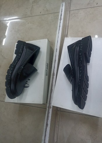 Derimod Siyah kadın Loafer Ayakkabı deri içi dışı