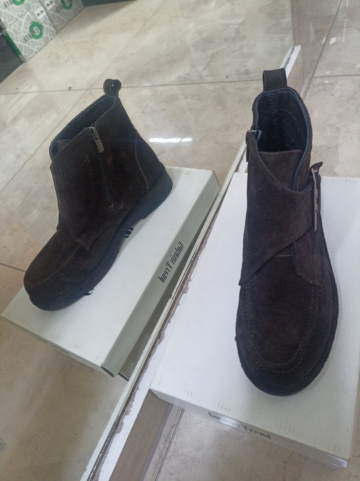 Kahverengi Süet Kadın Botu Tokalı Blok Topuk - Görsel 4