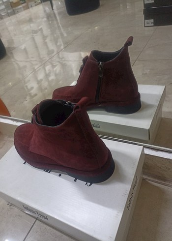 Bordo kadın deri bot - Görsel 5