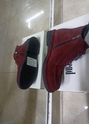 Bordo kadın deri bot - Görsel 4