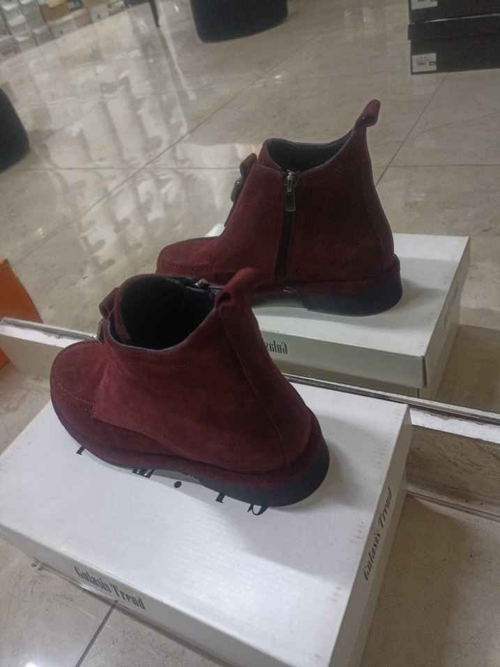 Bordo kadın deri bot - Görsel 5