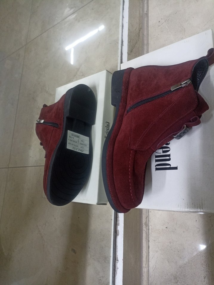 Bordo kadın deri bot - Görsel 4