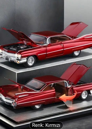 Parlak Bordo Klasik Oyuncak Araba - Görsel 3