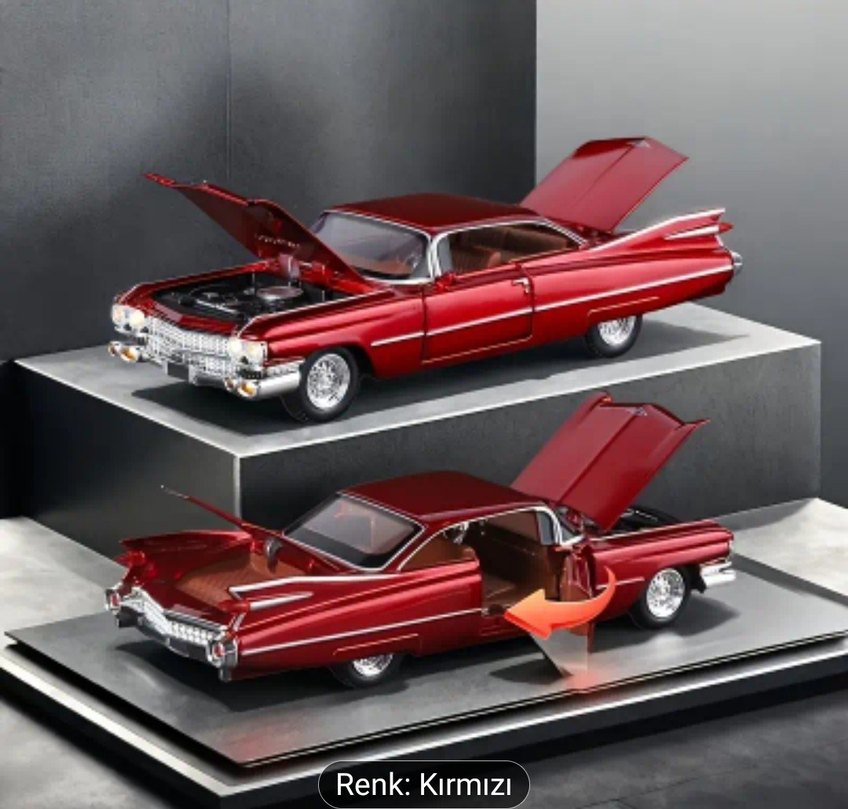 Parlak Bordo Klasik Oyuncak Araba - Görsel 3