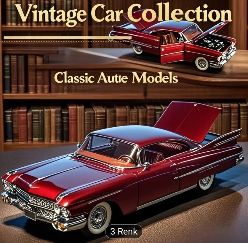 Parlak Bordo Klasik Oyuncak Araba - Görsel 2