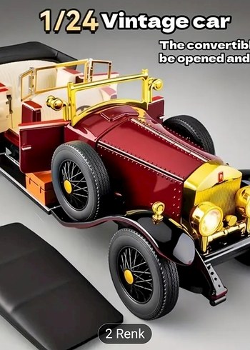 Kırmızı Parlak 1/24 Ölçek Vintage Oyuncak Araba - Görsel 4