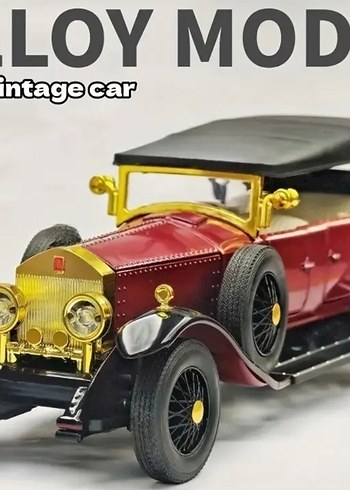 Kırmızı Parlak 1/24 Ölçek Vintage Oyuncak Araba - Görsel 3