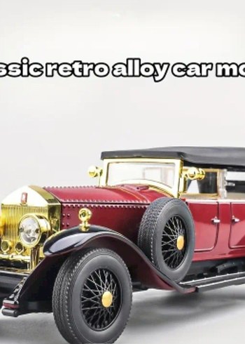 Kırmızı Parlak 1/24 Ölçek Vintage Oyuncak Araba - Görsel 6