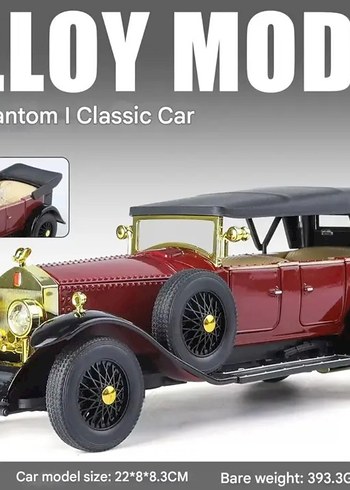 Kırmızı Parlak 1/24 Ölçek Vintage Oyuncak Araba - Görsel 9