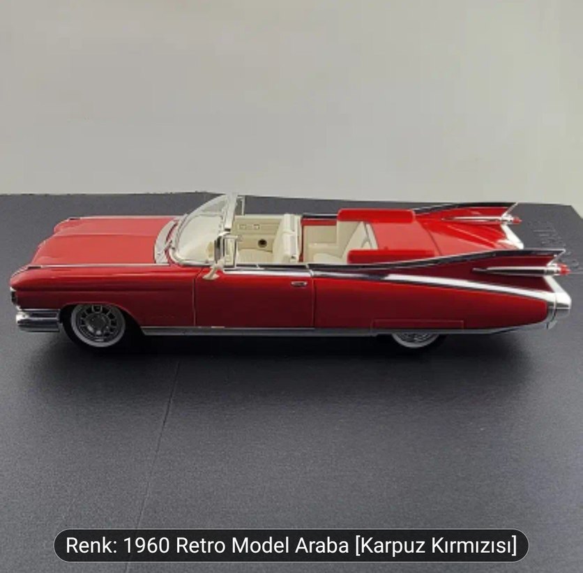 1960 Karpuz Kırmızısı Retro Model Araba - Görsel 2