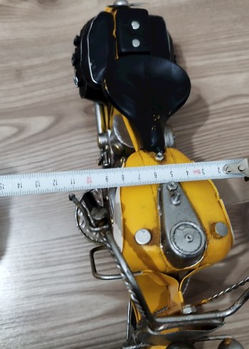 Sarı Metal Dekoratif Üç Tekerlekli Motosiklet - Görsel 10