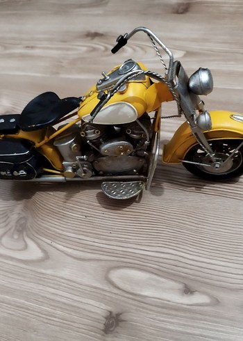 Sarı Metal Dekoratif Üç Tekerlekli Motosiklet - Görsel 8