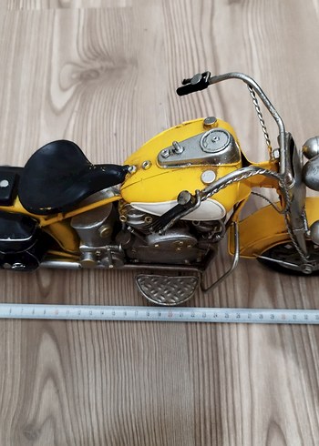 Sarı Metal Dekoratif Üç Tekerlekli Motosiklet - Görsel 9
