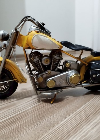 Sarı Metal Dekoratif Üç Tekerlekli Motosiklet - Görsel 4