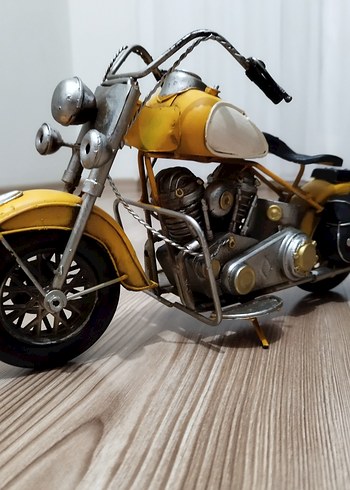 Sarı Metal Dekoratif Üç Tekerlekli Motosiklet - Görsel 2