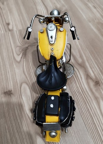 Sarı Metal Dekoratif Üç Tekerlekli Motosiklet - Görsel 7
