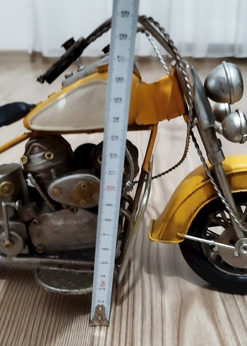 Sarı Metal Dekoratif Üç Tekerlekli Motosiklet - Görsel 11