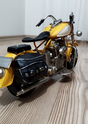 Sarı Metal Dekoratif Üç Tekerlekli Motosiklet - Görsel 6