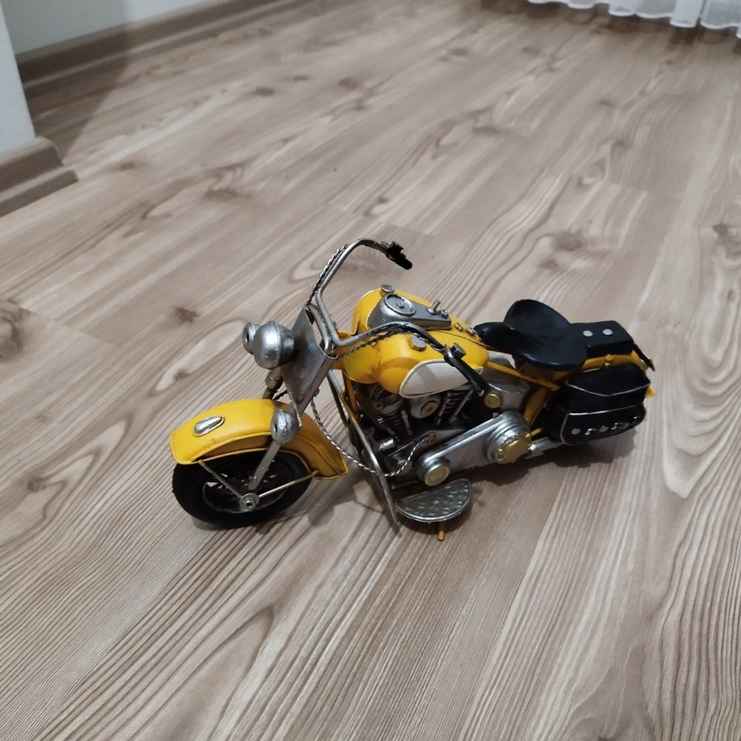 Sarı Metal Dekoratif Üç Tekerlekli Motosiklet - Görsel 5