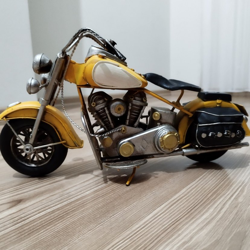 Sarı Metal Dekoratif Üç Tekerlekli Motosiklet - Görsel 4