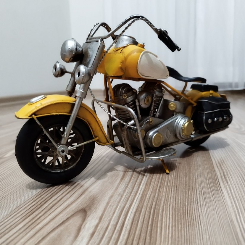 Sarı Metal Dekoratif Üç Tekerlekli Motosiklet - Görsel 2