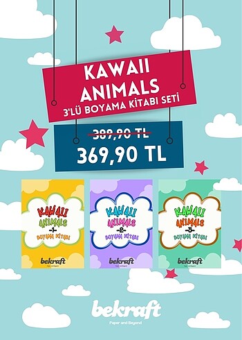 Kawaii Animals 3lü Boyama Kitabı Seti
