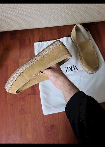 zara %100 deri Bej Süet Erkek Espadril - Görsel 2