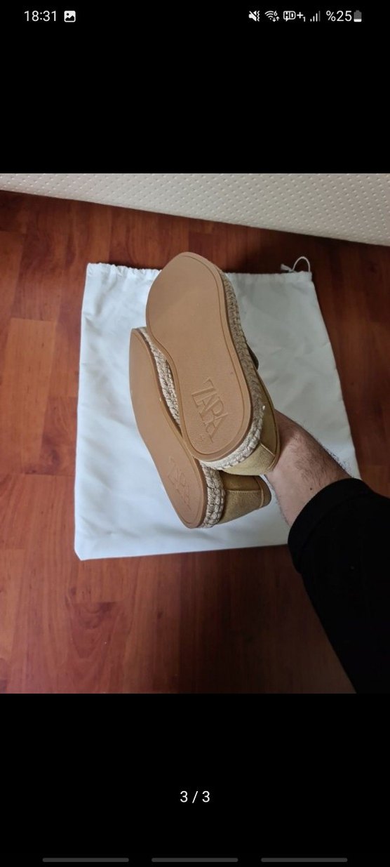 zara %100 deri Bej Süet Erkek Espadril - Görsel 3