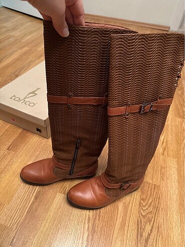 tanca uzun taba rengi kadın çizme - Görsel 5