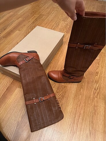 tanca uzun taba rengi kadın çizme - Görsel 10