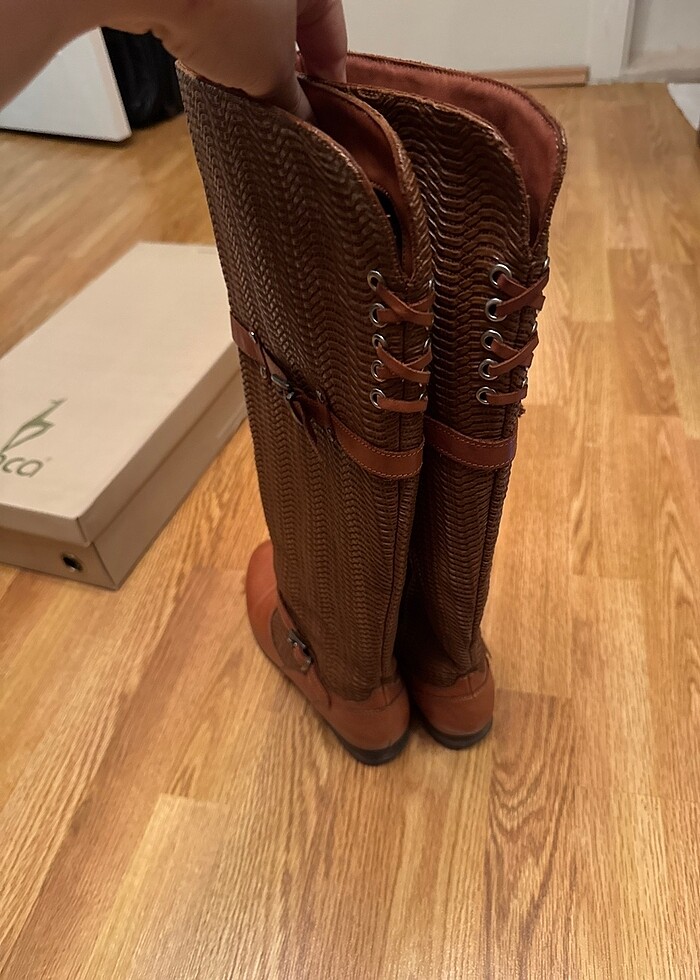 tanca uzun taba rengi kadın çizme - Görsel 3